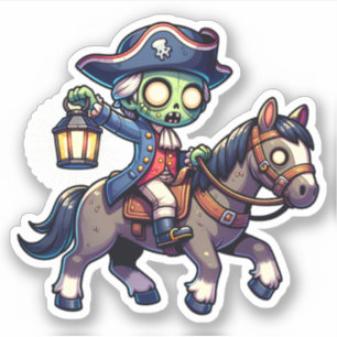 Zombie Paul Revere's Ride Aufkleber