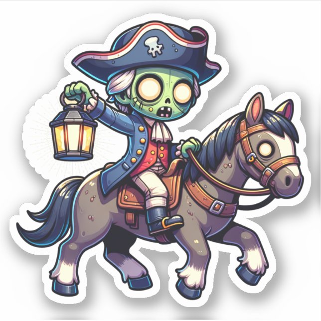 Zombie Paul Revere's Ride Aufkleber (Vorderseite)