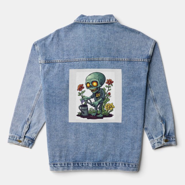 Zombie-Pflanzen-Eltern Jeansjacke (Rückseite)