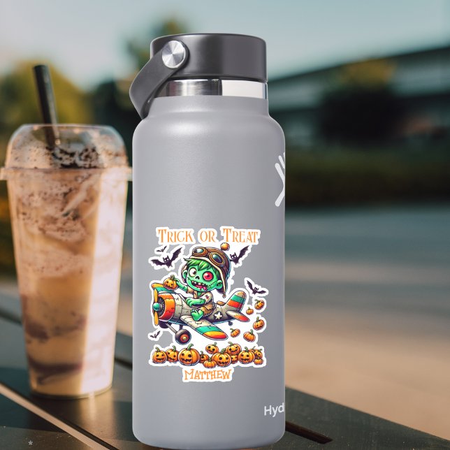 Zombie Pilot Flugzeug Pumpkins Halloween Zoll Aufkleber (Von Creator hochgeladen)