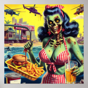Zombie-Pin-up Poster