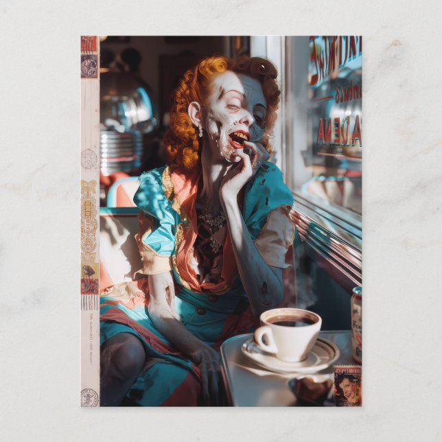 Zombie Pin-Up V Postkarte (Vorderseite)