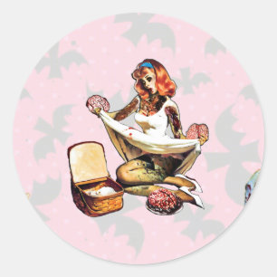 Zombie Pin-Ups Runder Aufkleber