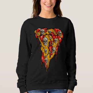 Zombie Pizza Slice Skulls Skeleton Pizza Hallowee Sweatshirt