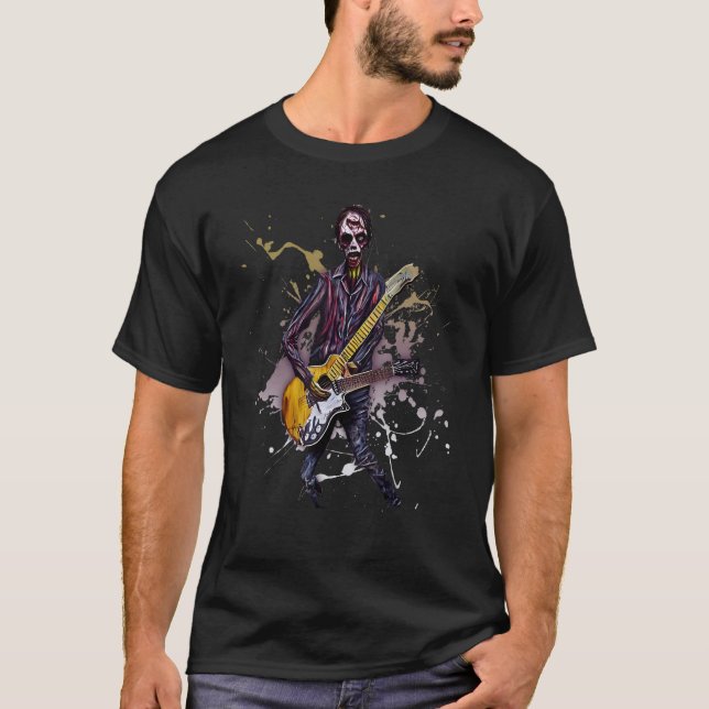 Zombie Playing Electric Guitar Metal Rock Music Ho T-Shirt (Vorderseite)