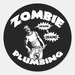 Zombie Plumbing Runder Aufkleber