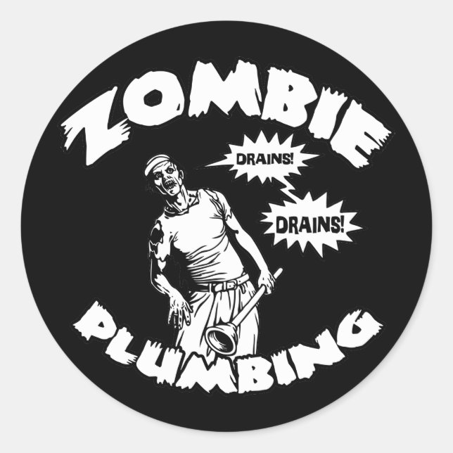 Zombie Plumbing Runder Aufkleber (Vorderseite)