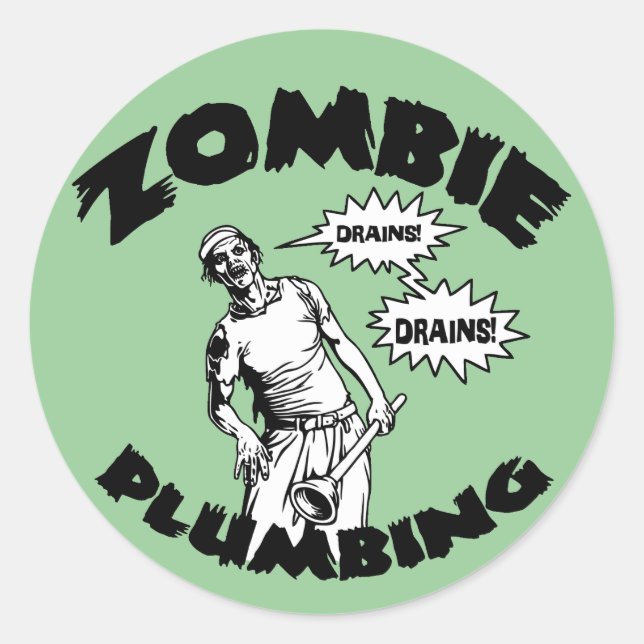 Zombie Plumbing Runder Aufkleber (Vorderseite)
