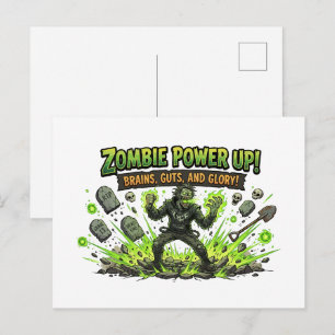 Zombie Power Up Gamer Grafik Postkarte