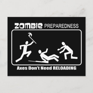 Zombie Preparedness Axes Reloading WHE Design Postkarte