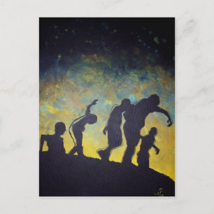 Zombie Procession Silhouette Horror Postkarte