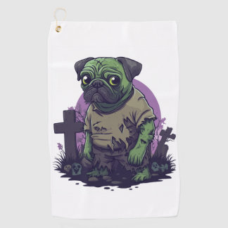 Zombie Pug � Undead Funny Halloween Dog Golfhandtuch