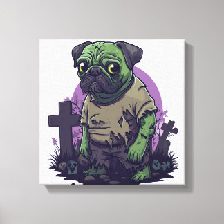 Zombie Pug � Undead Funny Halloween Dog Leinwanddruck
