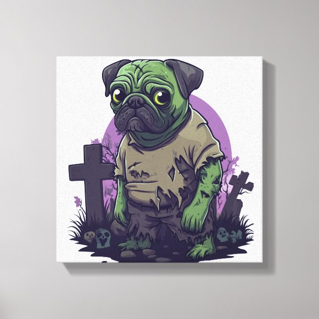 Zombie Pug � Undead Funny Halloween Dog Leinwanddruck (Vorderseite)