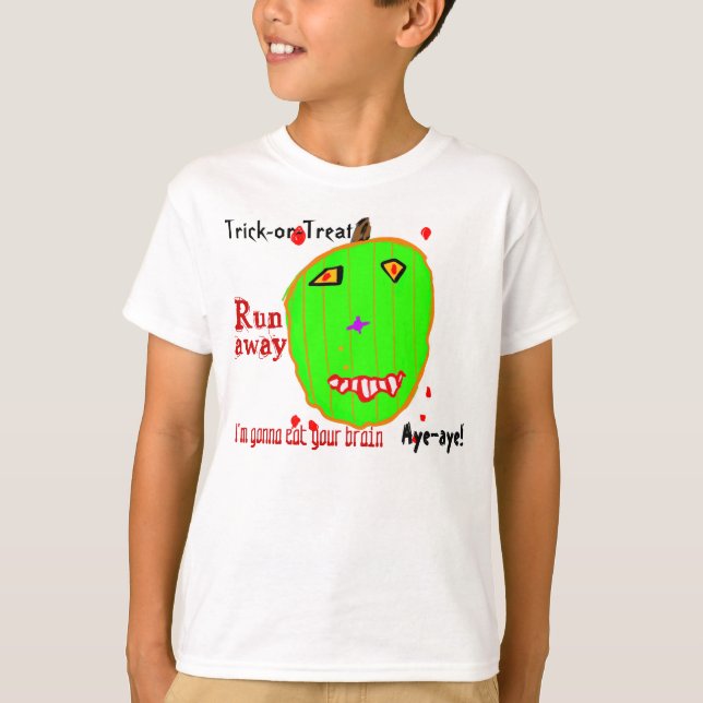 Zombie Pumpkin Trick oder Treat T-Shirt (Vorderseite)