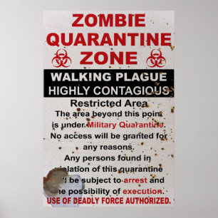 Zombie Quarantäne - Militärzeichen Poster