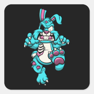 Zombie Rabbit Halloween Cartoons Character Quadratischer Aufkleber