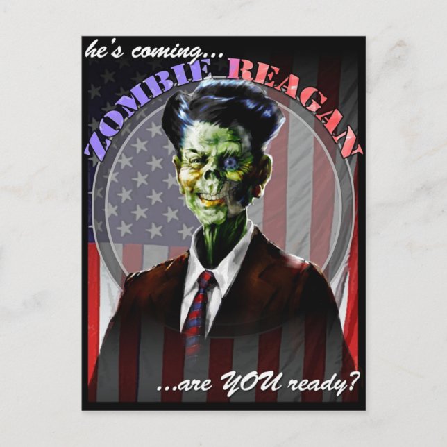 Zombie Reagan Post Card Postkarte (Vorderseite)