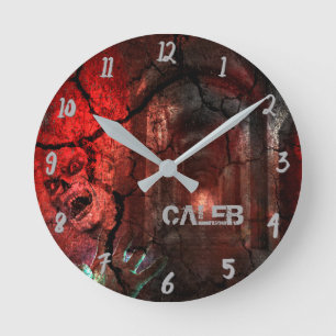 Zombie Red Halloween Horror Custom Personalized Runde Wanduhr
