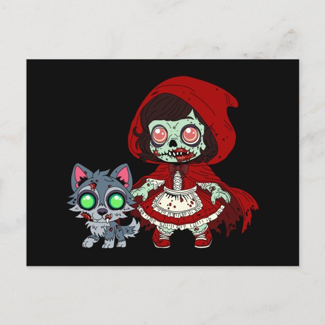 Zombie Red Riding Hood Postkarte (Vorderseite)