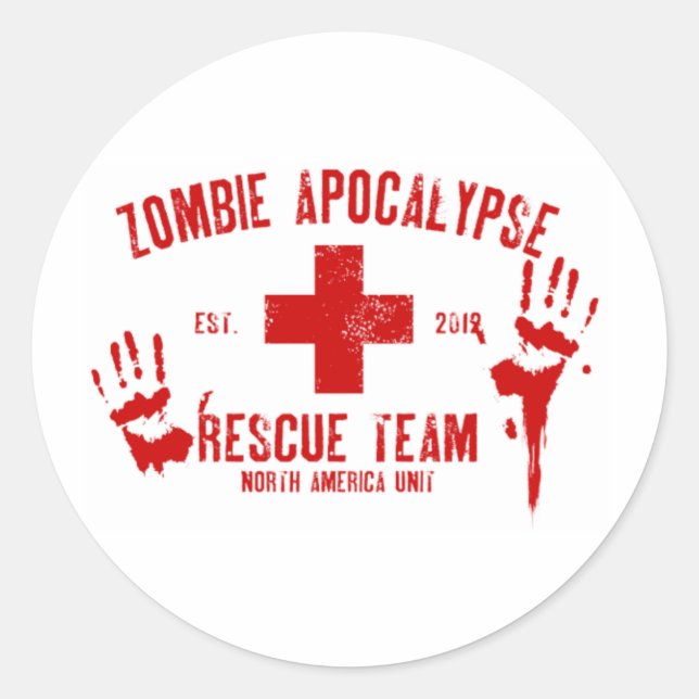 Zombie Rescue Team.png Runder Aufkleber (Vorderseite)