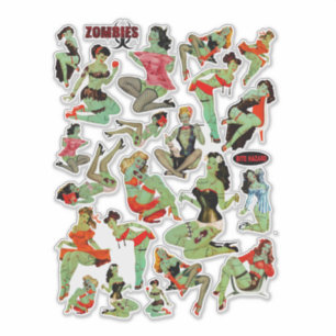 Zombie Retro Women Aufkleber