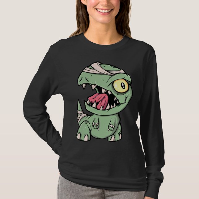 Zombie Rex Dinosaur  For Boys Mummy Halloween T-Shirt (Vorderseite)