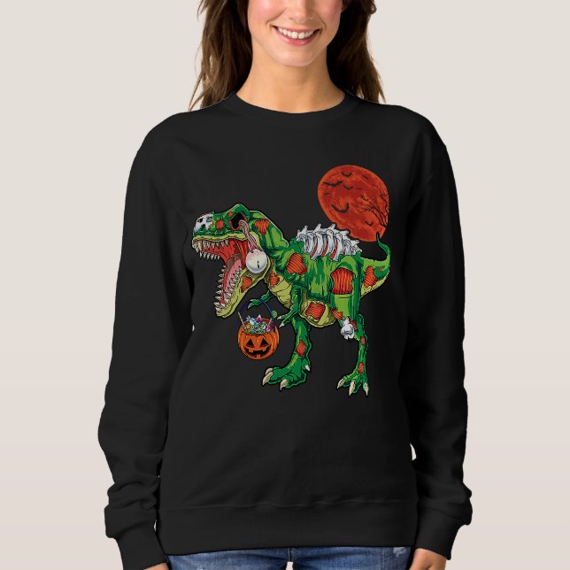 Zombie rex dinosaur skeleton Halloween Kids costum Sweatshirt (Vorderseite)
