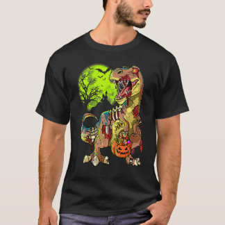 Zombie Rex Halloween Jungen Kinder Kürbis Dinosaur T-Shirt