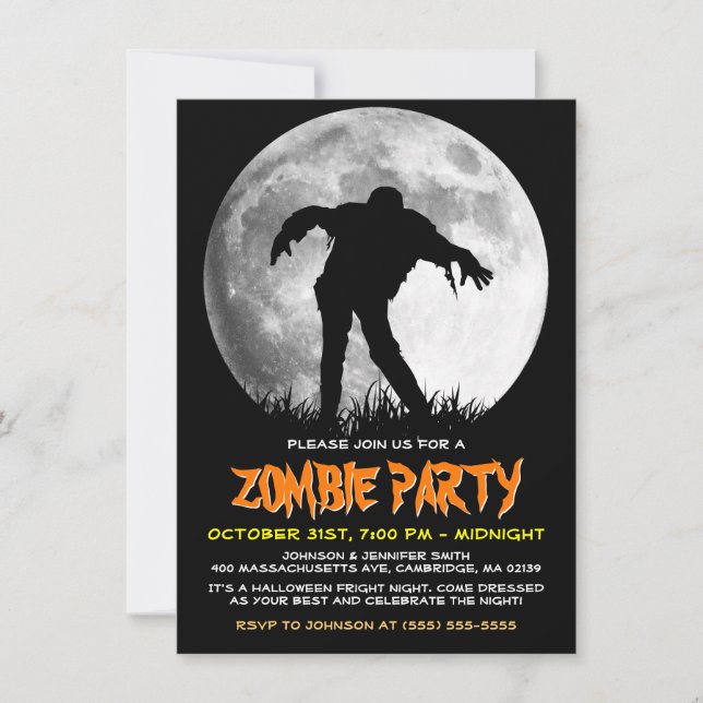 Zombie Rises Apokalypse Party Vollmond Halloween Einladung (Vorderseite)