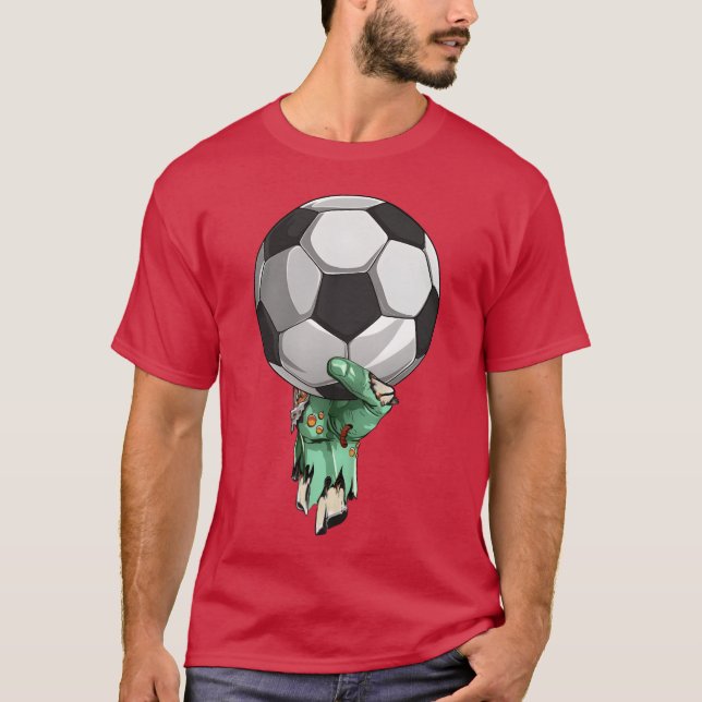 Zombie Rock Hand Holding Soccer Ball Halloween gir T-Shirt (Vorderseite)