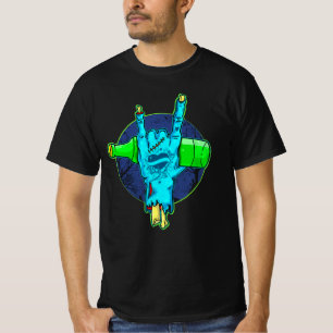 Zombie Rock On Hand mit Tattoo Holding Beer T-Shi T-Shirt