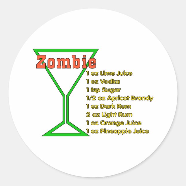 Zombie Runder Aufkleber (Vorderseite)