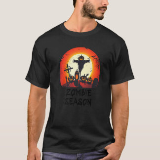 Zombie-Saison Mondbeschienenes Gruseliger Friedhof T-Shirt