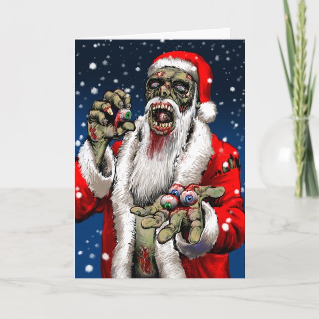 Zombie-Sankt-Weihnachtskarte Feiertagskarte (Vorderseite)