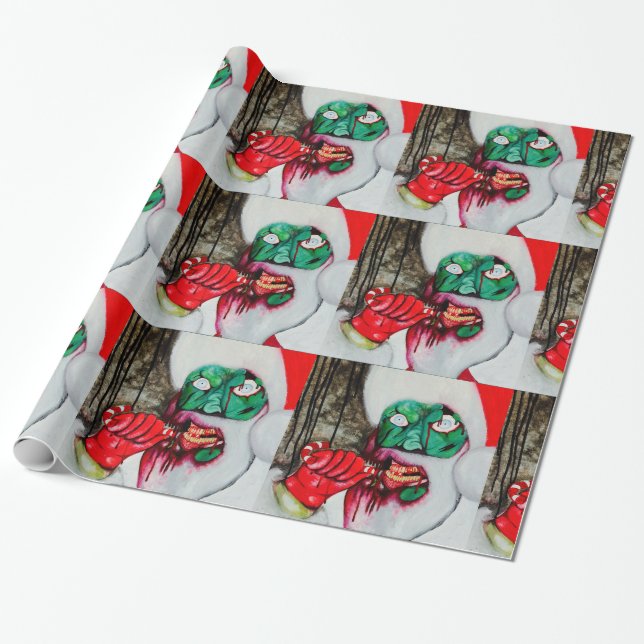 Zombie-Sankt-WeihnachtsPackpapier Geschenkpapier (Ungerollt)