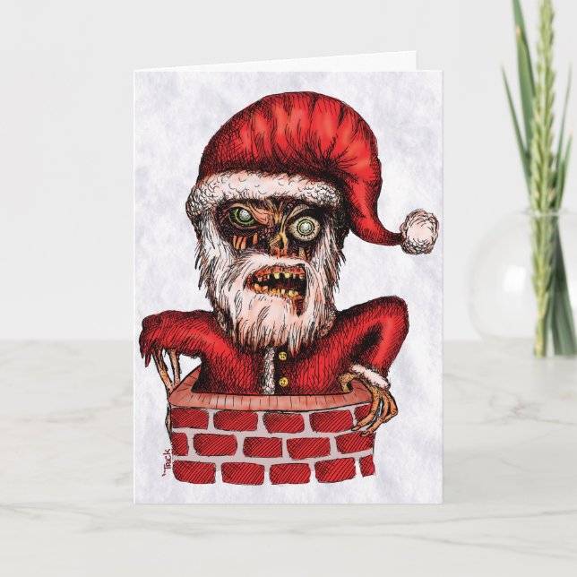 Zombie Santa - Grußkarte Feiertagskarte (Vorderseite)