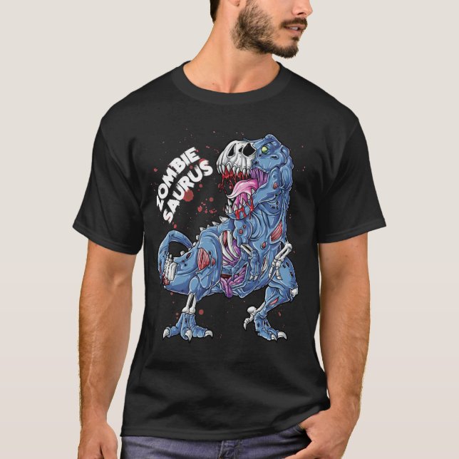 Zombie Saurus Dinosaur T rex Funny Halloween T-Shirt (Vorderseite)