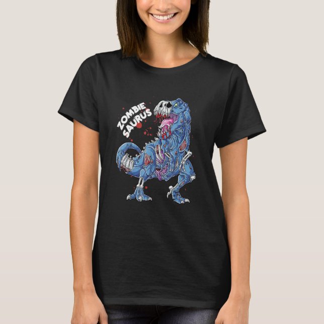 Zombie Saurus Halloween Kinder Dinosaurier Rex T-Shirt (Vorderseite)