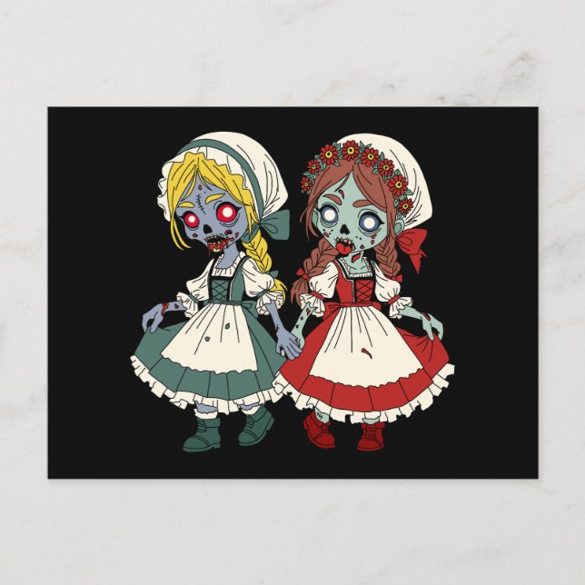 Zombie Schneewittchen und Rosenrot Postkarte (Vorderseite)