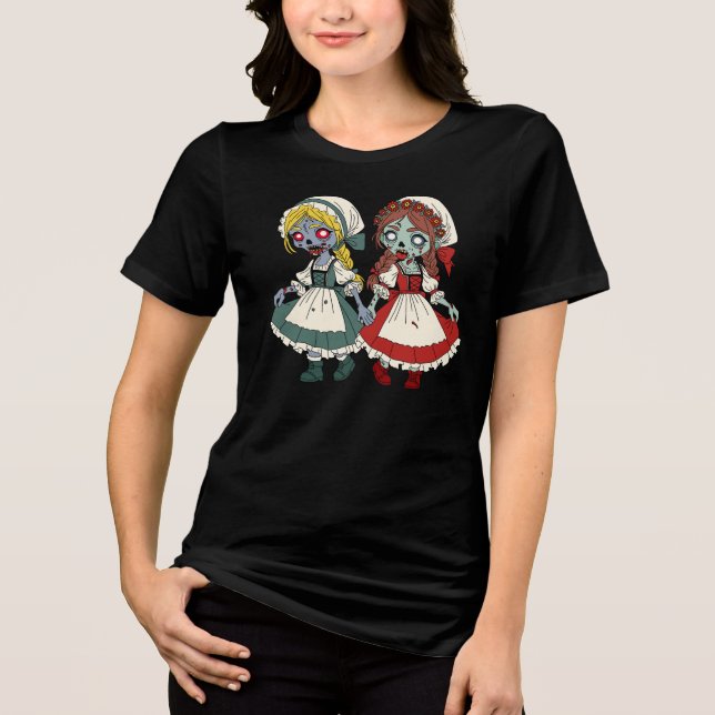 Zombie Schneewittchen und Rosenrot Tri-Blend Shirt (Vorderseite)