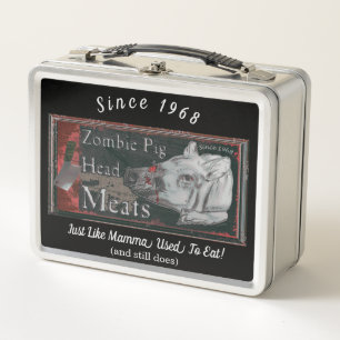 Zombie-Schwein-Kopf-Fleisch - seit 1968 Farbe Metall Lunch Box