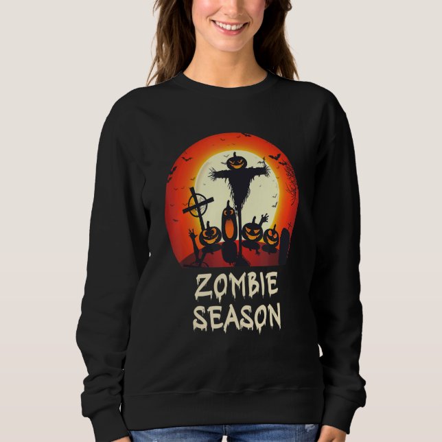 Zombie Season Moonlit Beängstigend Friedhof Kinder Sweatshirt (Vorderseite)