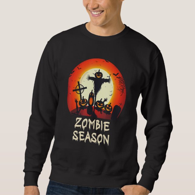 Zombie Season Moonlit Beängstigend Friedhof Kinder Sweatshirt (Vorderseite)