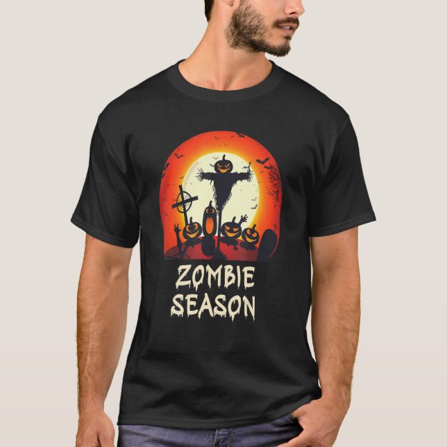 Zombie Season Moonlit Beängstigend Friedhof Kinder T-Shirt (Vorderseite)