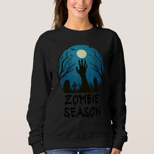 Zombie Season Moonlit Friedhof Beängstigende Kinde Sweatshirt (Vorderseite)