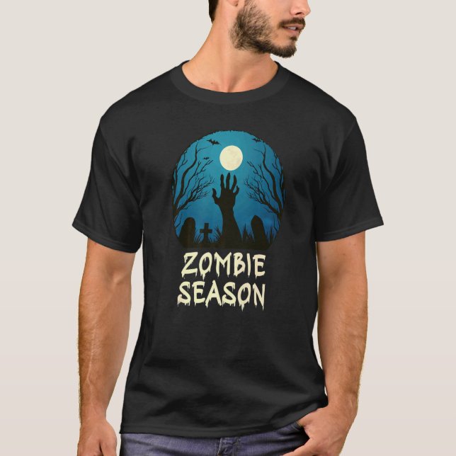 Zombie Season Moonlit Friedhof Beängstigende Kinde T-Shirt (Vorderseite)