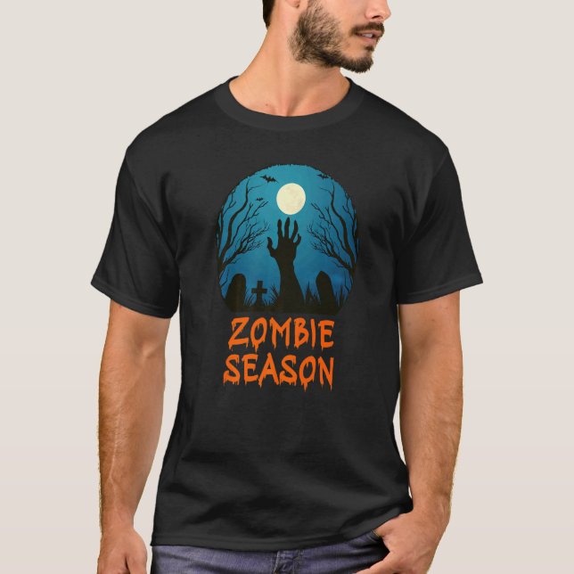 Zombie Season Moonlit Friedhof Beängstigende Kinde T-Shirt (Vorderseite)