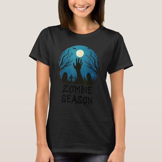 Zombie Season Moonlit Friedhof Beängstigende Kinde T-Shirt (Vorderseite)