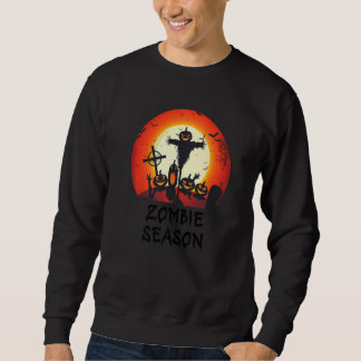 Zombie Season Moonlit Scary Graveyard Kids Boys A Sweatshirt